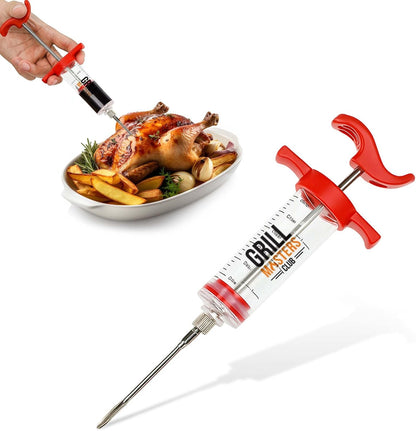 Grill Masters Club High Pressure Marinade Injector Injector Syringe for Smoking Premium Portable Turkey Injector for Meats with Stainless Steel Needle - 30ml Capacity