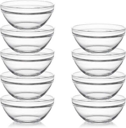 Sweejar Glass Mixing Bowls Set(set of 9),Nesting Bowls for Space Saving Storage,Great for Cooking,Baking,Prepping,Stackable Bowl Set…