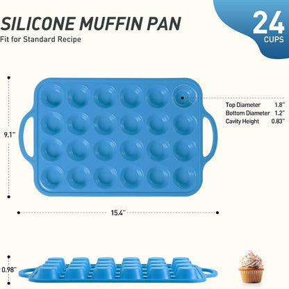 2 Packs 12 Cups Silicone Muffin Pan for Baking with Metal Reinforced Frame Regular Size Cupcake Pan Tray Egg Bites Silicone Cookie Molds Muffin Tin Tart Pans Sheet Set for Oven Dishwasher Safe