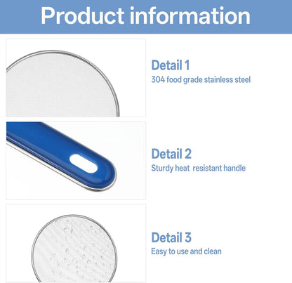 Splash Guard for Frying Pan, 8 Inch Stainless Steel Oil Splatter Screen for Frying Pans with Nylon Brush Fine Mesh Spatter Shield Frying with Pan Cooking Supplies Shield from Splashing Oil