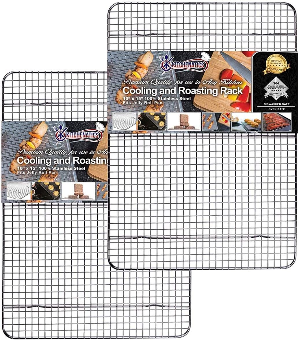 Kitchenatics 4-Tier Stackable Cooling Rack Space Saving Baking Set, 15x10"