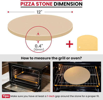 Unicook Pizza Stone for Oven Grill, 12" x 11" Rectangular Cordierite Stone