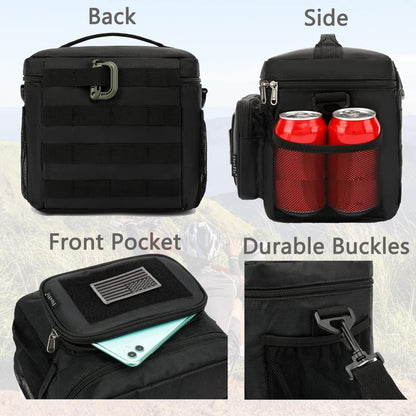 FlowFly Lunch Bag, Insulated Cooler, Thermal Lunch Box Tote with MOLLE/PALS Webbing, Adjustable Padded Shoulder Strap, for Tactical Men Women Adults and Boys Girls Kids (Cyan, Medium)