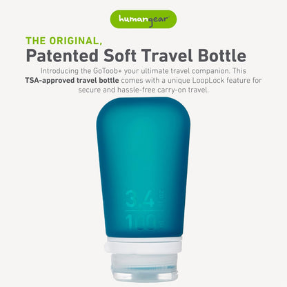 humangear GoToob+ (XL) | Refillable Silicone Travel Bottle | Locking Lid | Food-Safe Material | Blue, XL (6 fl.oz.; 177ml)