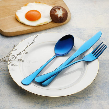 VANDBAO Camping Utensils Set, Portable Travel Utensils with Case for Fixing Tableware, Reusable Stainless Steel Stable Cutlery Set, Lunch Picnic Flatware Silverware (Rainbow Set)