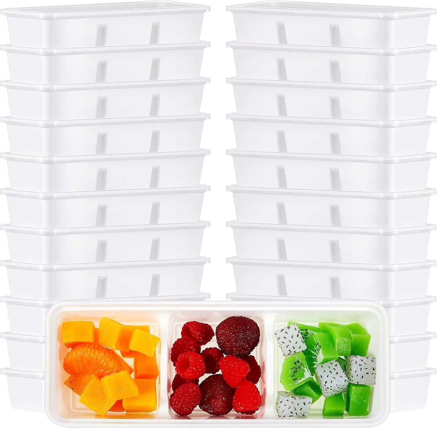 Hushee 10 Pack 17 oz Small Meal Prep Containers with 3 Compartments Snack Containers with Lid Disposable Plastic Bento Box Travel Lunch Food Boxes Stackable for Office Picnic (Black)
