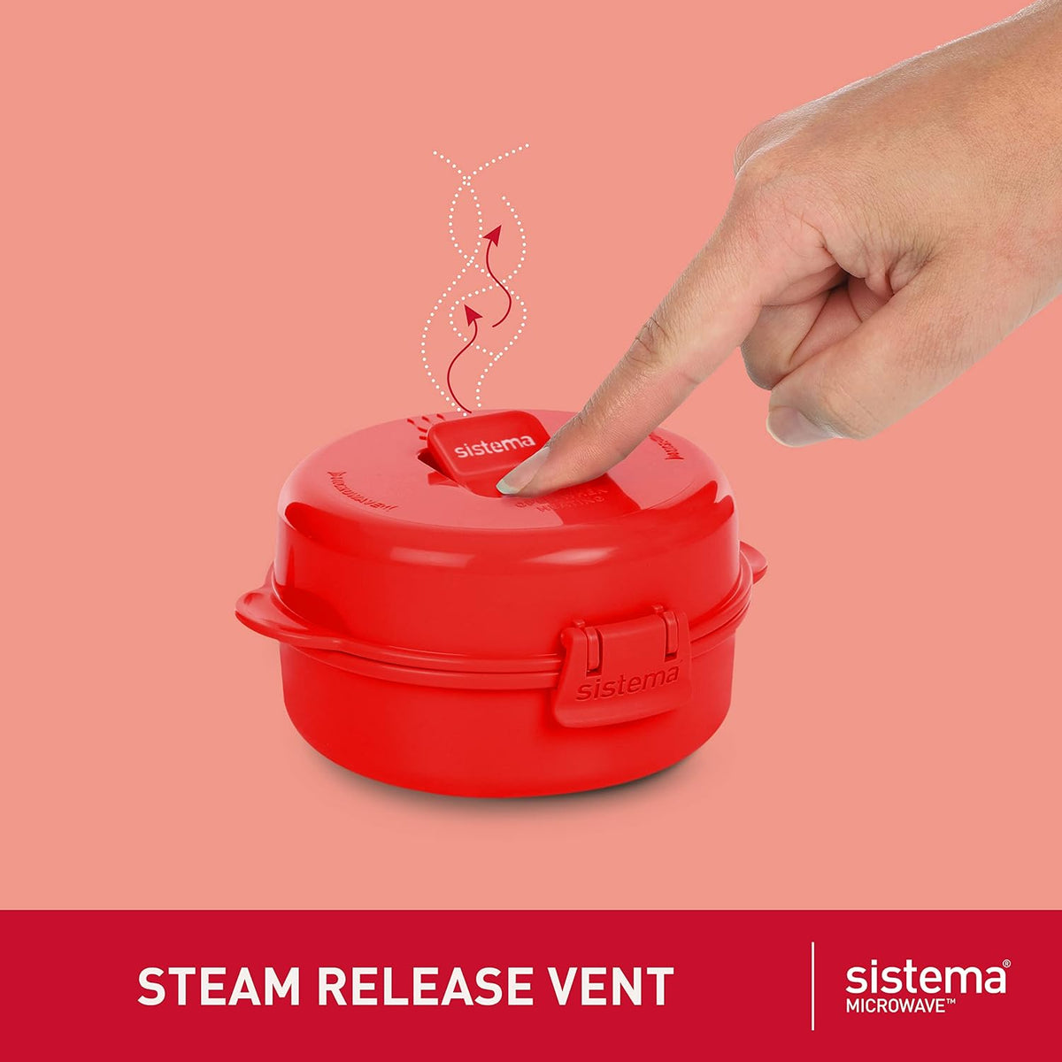 Sistema Easy Eggs Microwave Egg Cooker 270 ml Egg Poacher with Steam Release Vent BPA-Free Red 1 Count