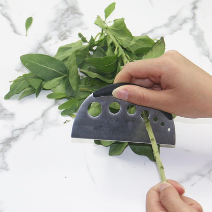 Herb Stripper and Herb Cutter 2 in 1,Herb Stripping Tool Herb Chopper Cilantro Chopper Best Kitchen Gadgets Presents for RV Owners Campers Chefs and Cooking Lovers,1PCS,Green,Stainless Steel,LXLVOUEG