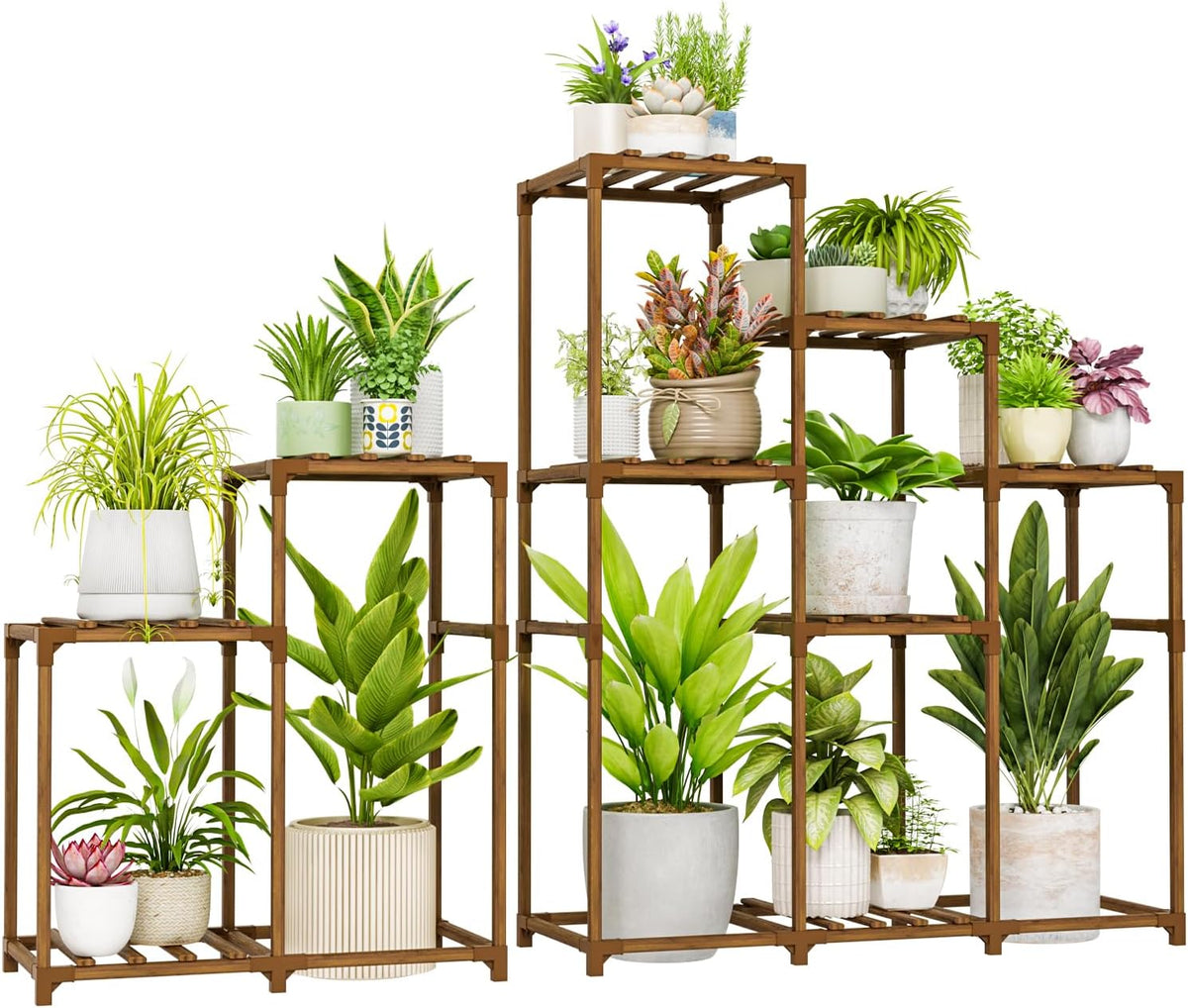 Bamworld Plant Stand Indoor Plant Shelf Outdoor Wood Plant Rack