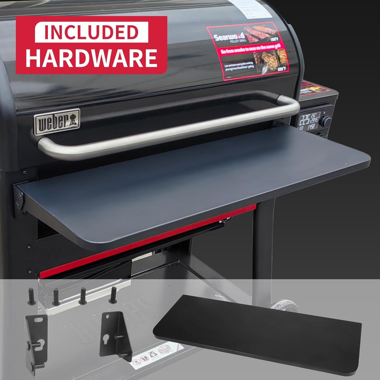 Upgraded Grill Table for Weber Kettle 22"/18"/26", Master Touch 22", Smokey Mountain, Recteq Pellet Grill RT-B380, Prep Station with Cutting Board, Basin, 4 Hooks, Shelf for Weber Kettle Accessories