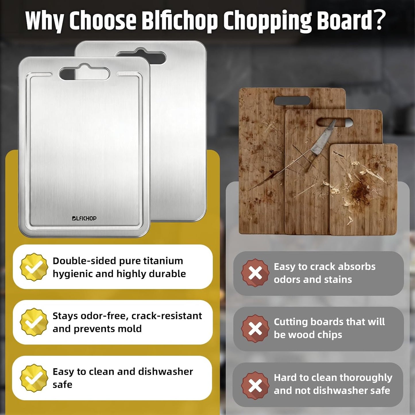 100% Pure Titanium Cutting Boards with Juice Groove, Metal Chopping Boards for kitchen Double-Sided Non-Toxic Cutting Borad Meat, Vegetables and Fruits, Dishwasher Safe, Grey (18 * 12in）