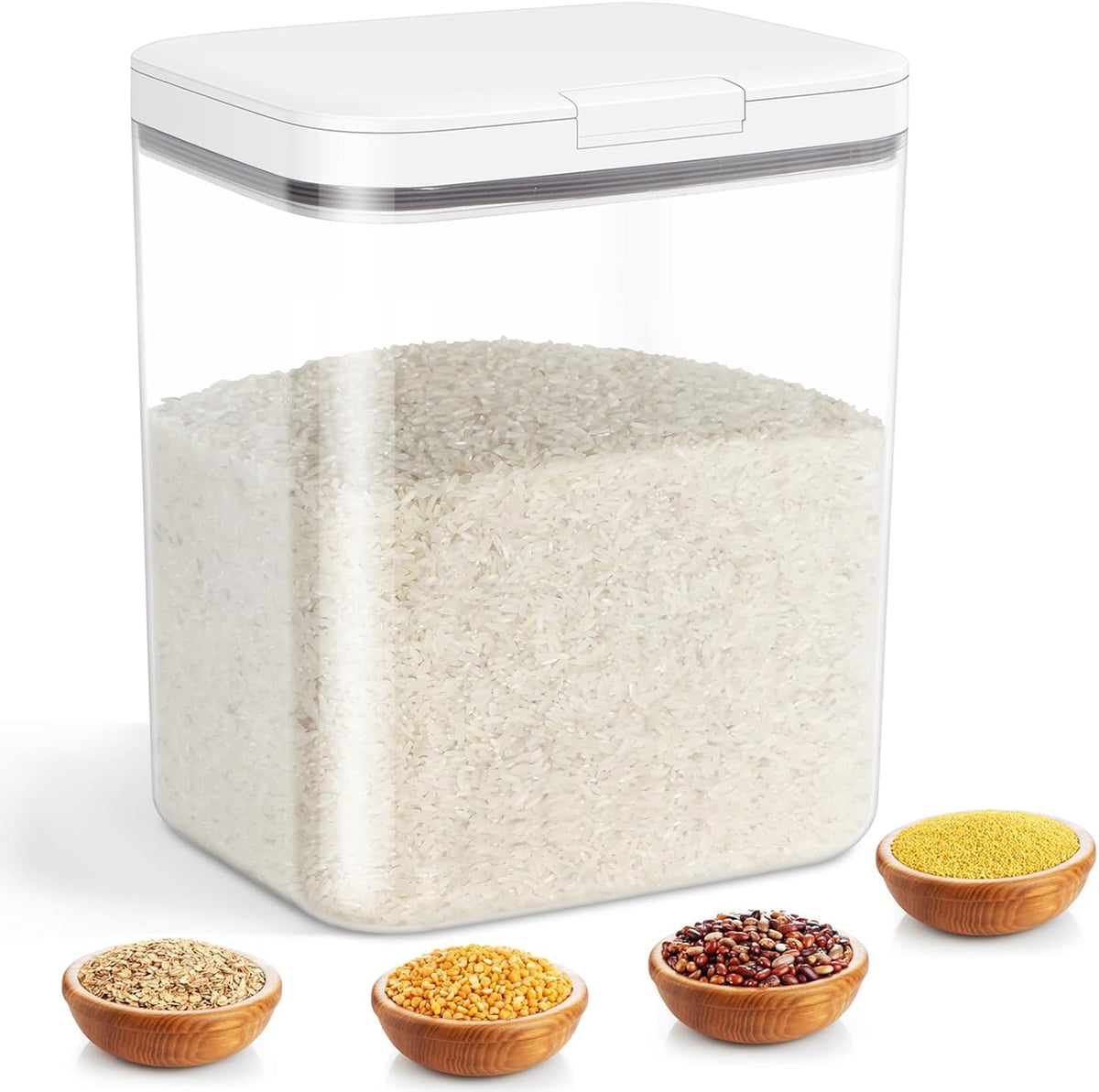 TBMAXS Versatile Storage Container Bin with Pop-up Lid & Scoop, Rice Flour Container Dog Cat Food Storage Container, Laundry Room Organization Household Essentials Kitchen Pantry Organizers