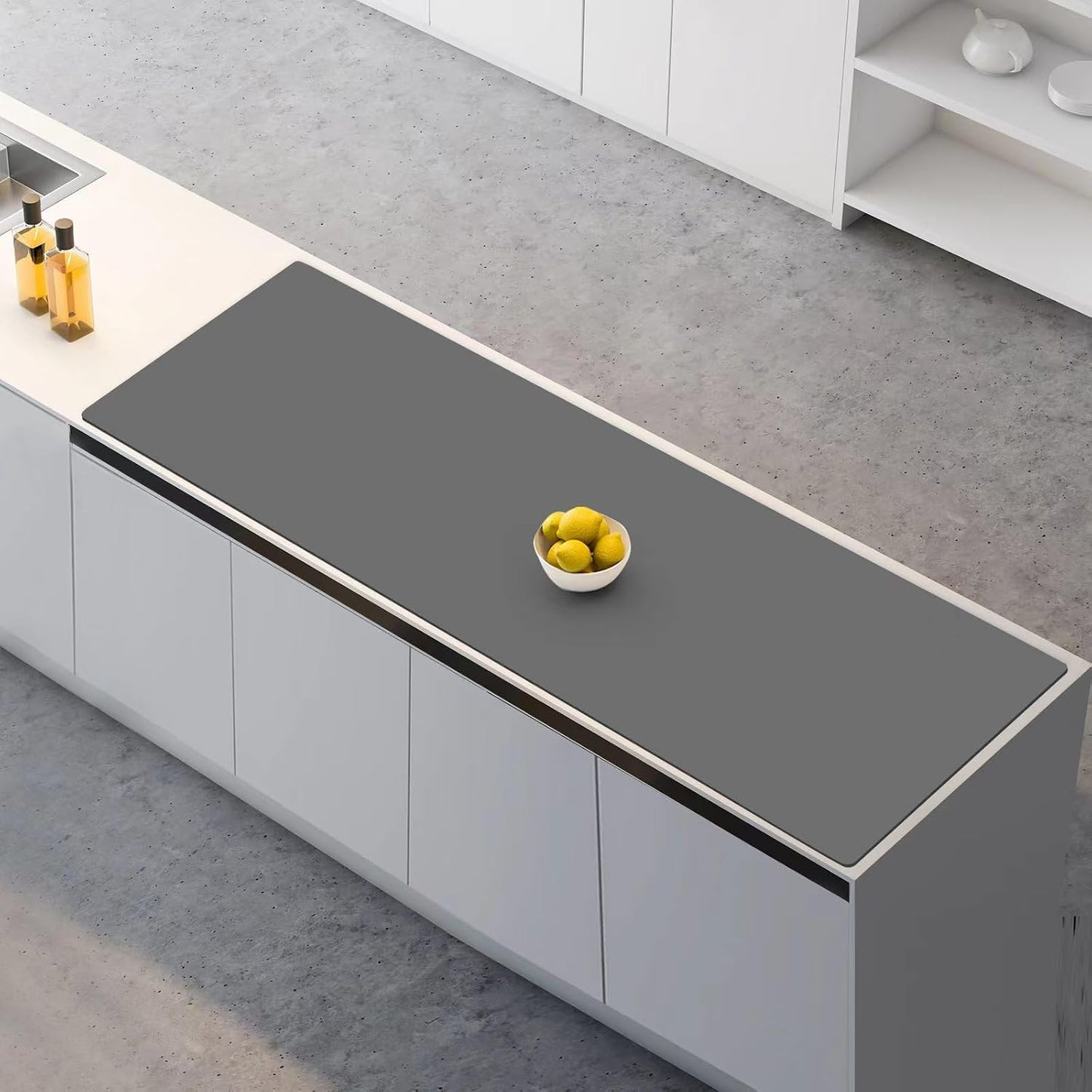 Silicone Mats for Kitchen Counter, 47.3"x23.6"x0.08" Largest Heat Resistant Mat Kitchen Island Waterproof 2MM Thick Countertop Protector Mat Nons-slip Extra Large Counter Mat (Black)