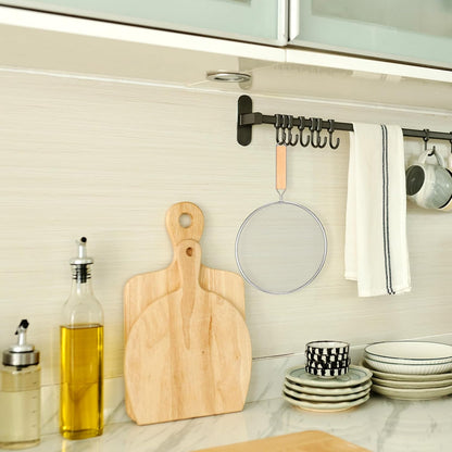 8.3Inch Grease Splatter Screen, Stainless Steel Splatter Screen for Frying Pan with Wood Handle Grease Splatters Guard Hot Oil Splash Protector Cover Oil Splash for Kitchen Cooking Supplies