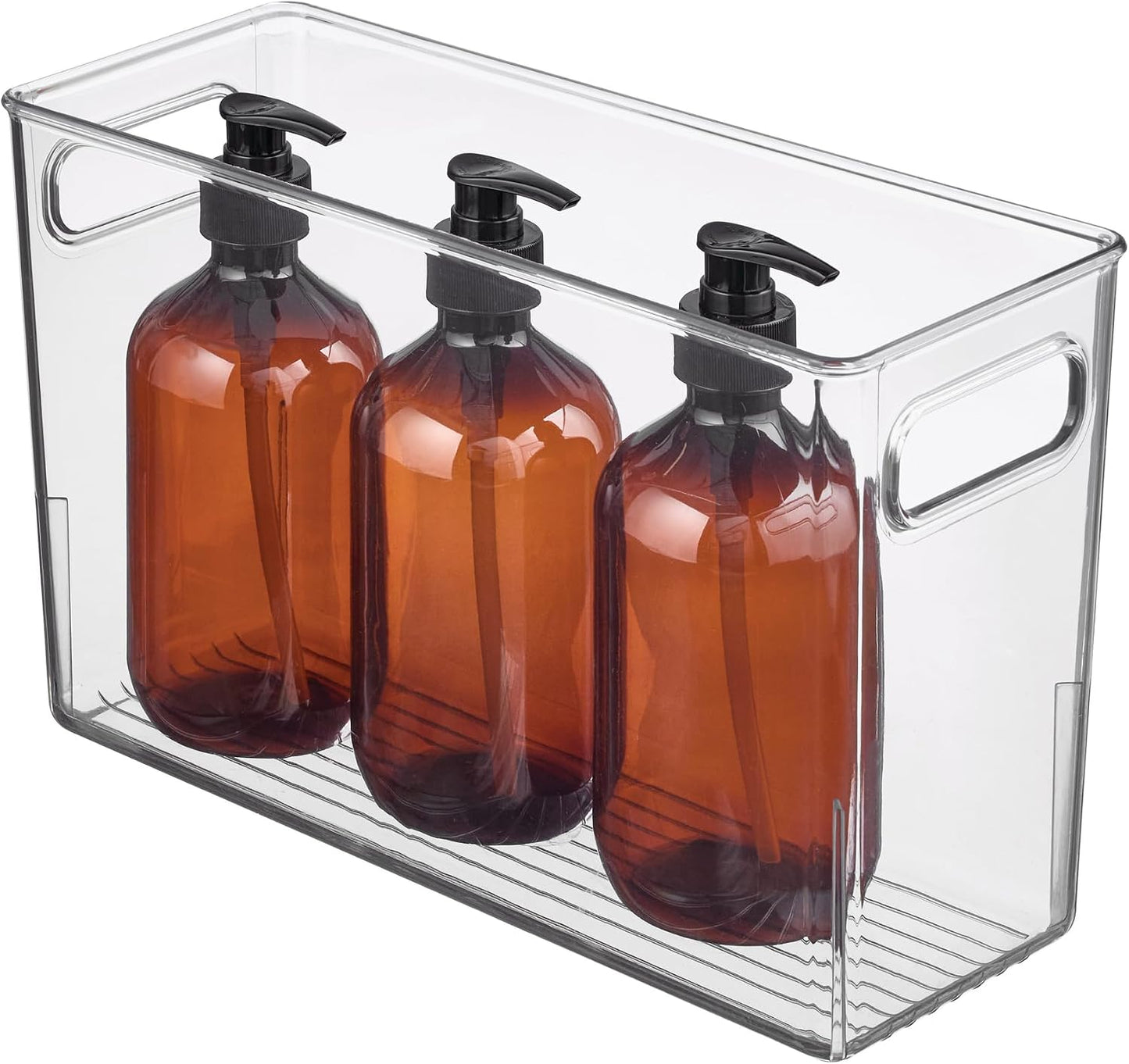 iDesign Tall Plastic Storage Bin with Handles, Set of 4, Clear | For Fridge or Freezer, Made in USA