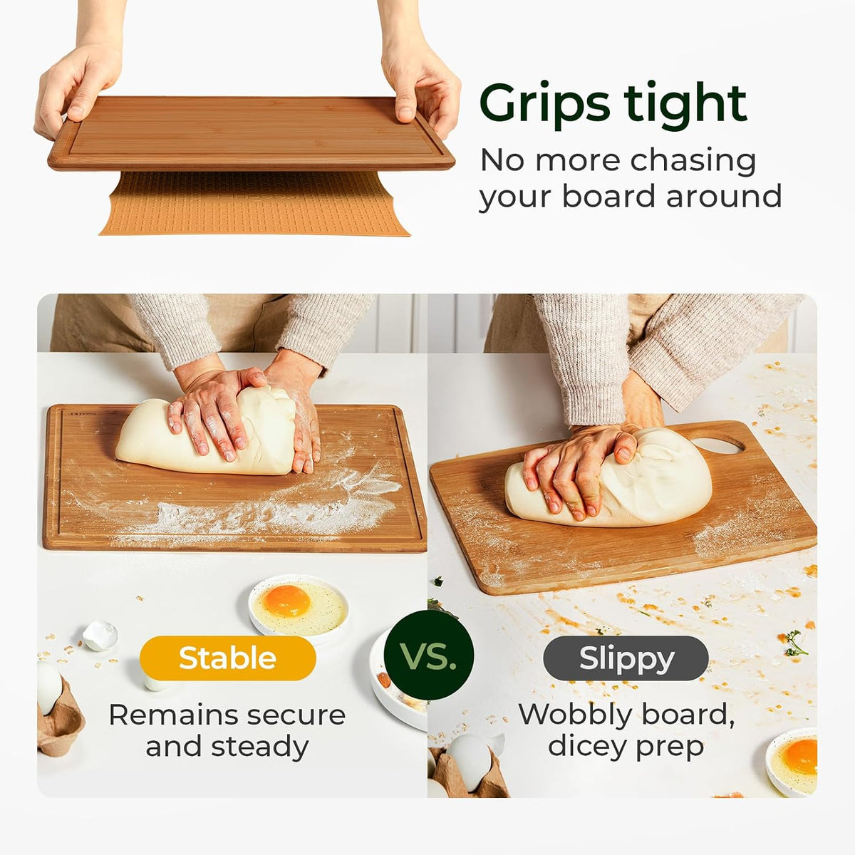 Keechee Silicone Non-Slip Mat for Cutting board, Preventing Cutting Injuries in the Kitchen Chopping Boards Feet for Kitchen Safe, Warm Gifts for Kitchen & Home Protector (Green)