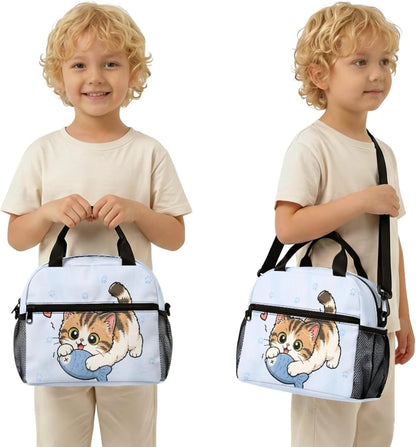 Highland Cow Backpack with Lunch Box Set for Kids Sunflower School Backpack for Girls Boys Back to School Bag Student Travel Backpacks Reusable Utensils Pen Case Water Bottle Bag 5PCS