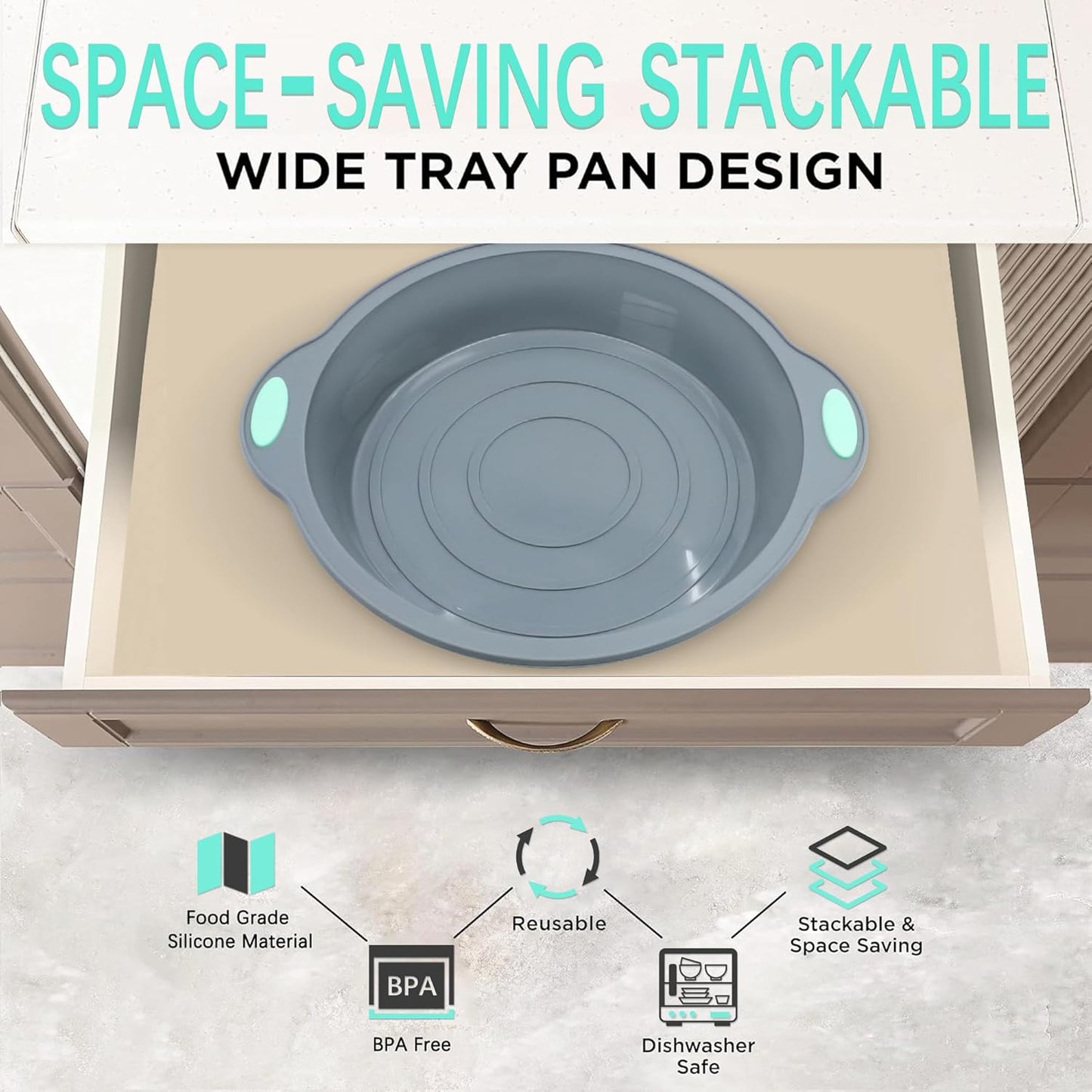 To encounter 2Pack Silicone Muffin Pan with Metal Frame, 12 Cup Regular Size Cupcake Pan, Non-Stick Baking Tray, Food Grade Baking Molds for Oven, Dishwasher Safe