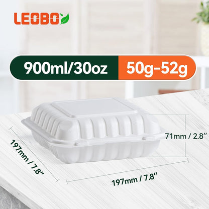 Takeout Container Mineral Filled PP Plastic - 7.8 Inch 30oz 65 Pack BPA Free 3 Compartments Shrink Wrap Bento Box | Freezer & Microwave Safe for Picnic | Black Reusable & Disposable Containers