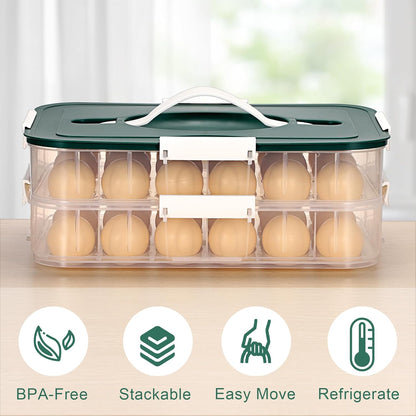 BTSKY Deviled Egg Platter with Lid, 3-Layer 54 Slots Deviled Eggs Carrier, Clear Portable Egg Holder for Fridge Reusable Deviled Eggs Tray Carton Box for Easter and Party Favor (3-Layer, Orange)