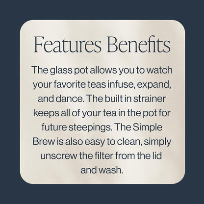 Rishi Tea Simple Brew Teapot for Loose Tea, Borosilicate Glass, 400ml