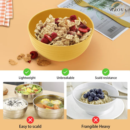 Wheat Straw Bowl Sets,8 PCS Unbreakable Cereal Bowl 26 OZ,Microwave and Dishwasher Safe Bowls,Bowl Sets for Camping and Picnic BPA Free Colorful Salad Bowls for Serving Soup,Oatmeal and Fruit Etc…