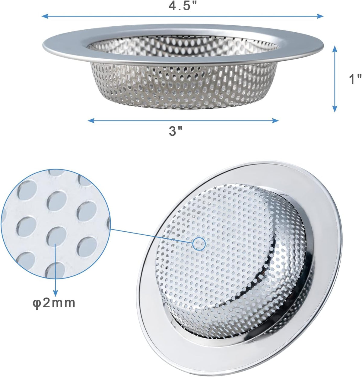 Sink Strainer Double-Layer Safe Design for Kitchen Sink Drain Basket