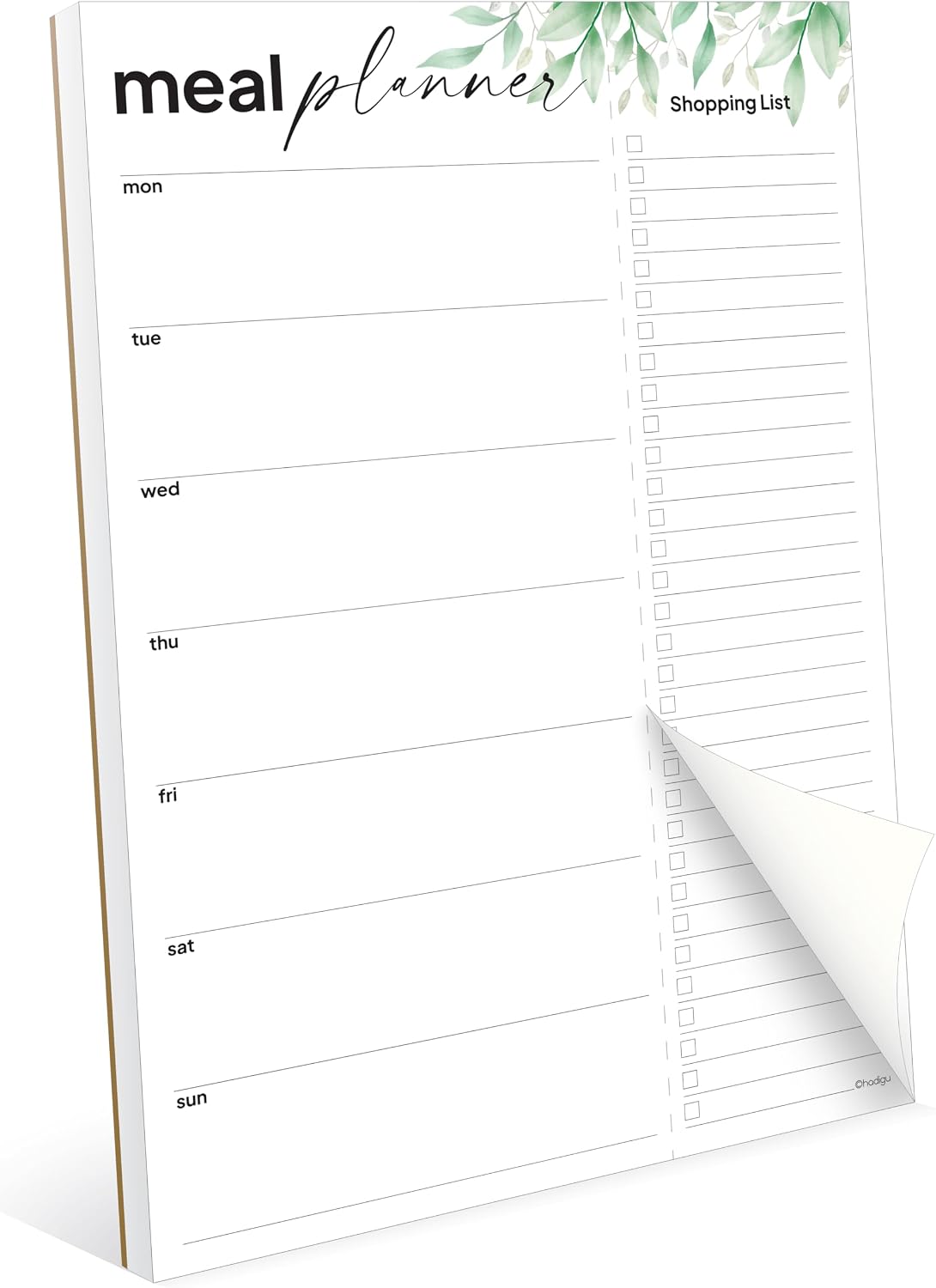 Weekly Meal Planner For Fridge with Tear Off Shopping List, Size 8" x 11.5", Magnetic Shopping List Pad For Fridge, Meal Planning Notepad, Weekly Meal Planner Notepad, Greenery Design.