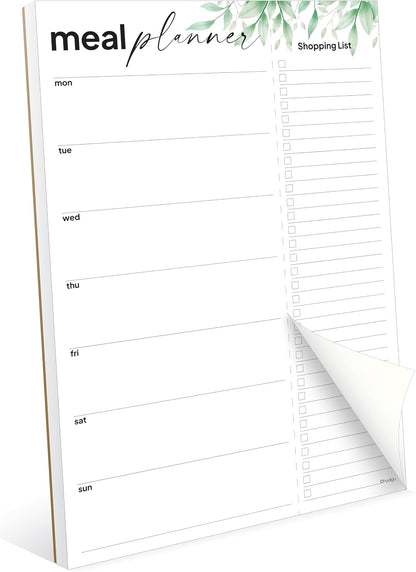 Weekly Meal Planner For Fridge with Tear Off Shopping List, Size 8" x 11.5", Magnetic Shopping List Pad For Fridge, Meal Planning Notepad, Weekly Meal Planner Notepad, Greenery Design.