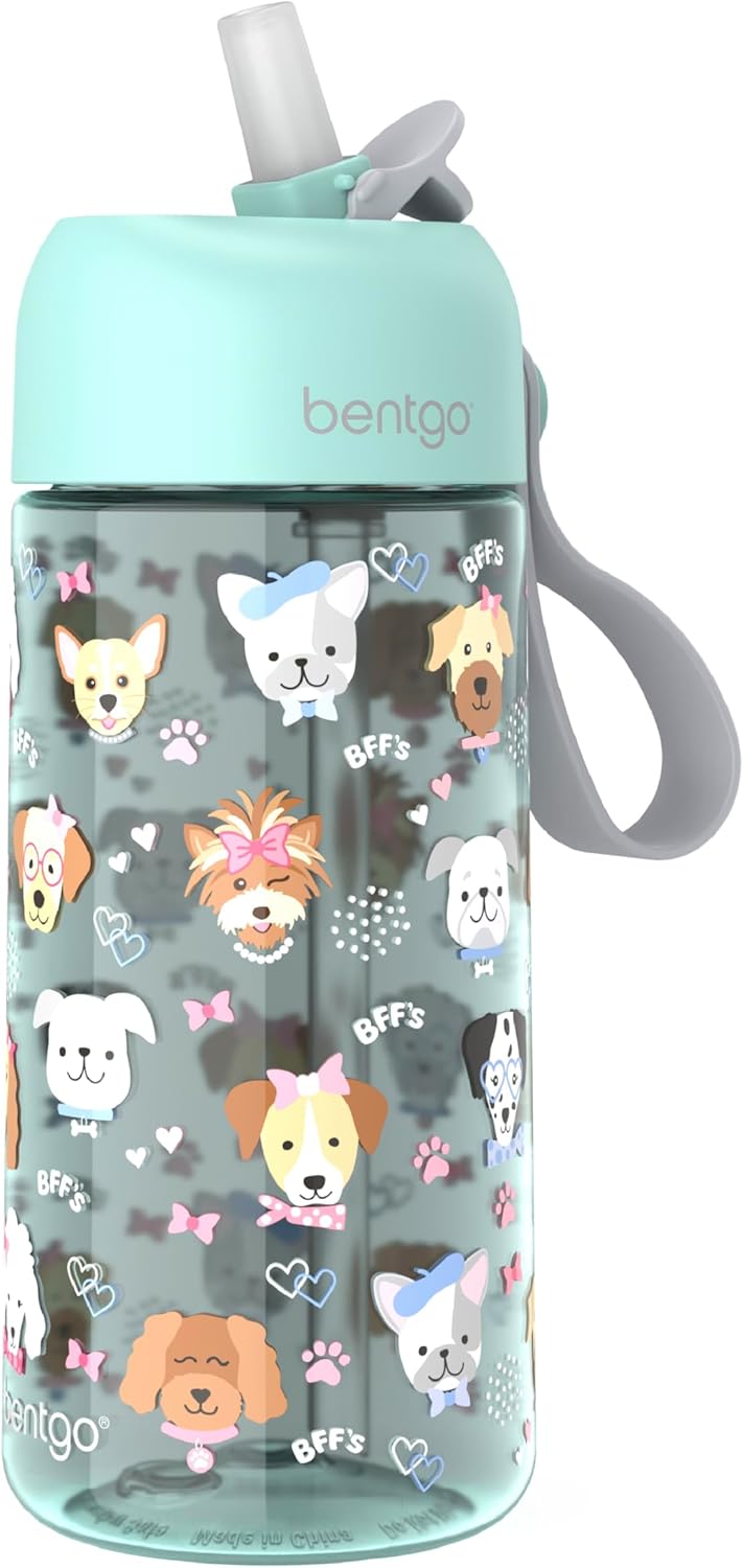 Bentgo Kids Water Bottle - Leak-Proof, Durable Tritan PFAS- & BPA-Free 15 fl oz, Kids/Toddlers Ages 3+ for School & Sports; Bite & Sip Spout, Carrying Handle, Dishwasher Safe (Unicorn)