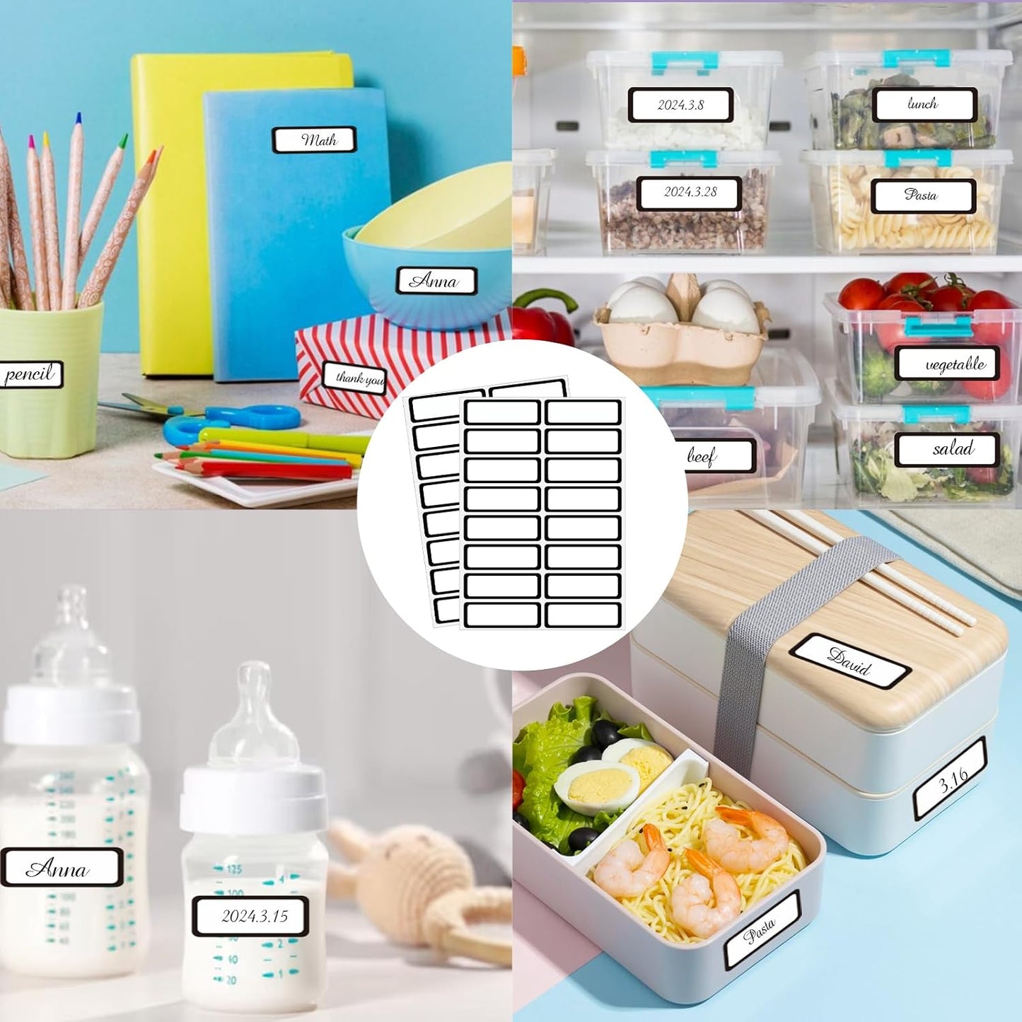 Removable Freezer Labels Stickers, 1 x 3 Inch Blank Removable Freezer Labels Food Storage Stickers, Date Label Waterproof Oil Resistant Easy Clean No Residue- 250 Sheets