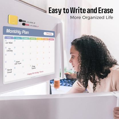 loukin Dry Erase Checklists 4 Pack, Electrostatic Clings to Any Shiny Surface, 7.9"×5.9" Whiteboard Shopping List, Reusable to do List for Office, Classroom, Refrigerator, 6 Markers&1 Eraser Included