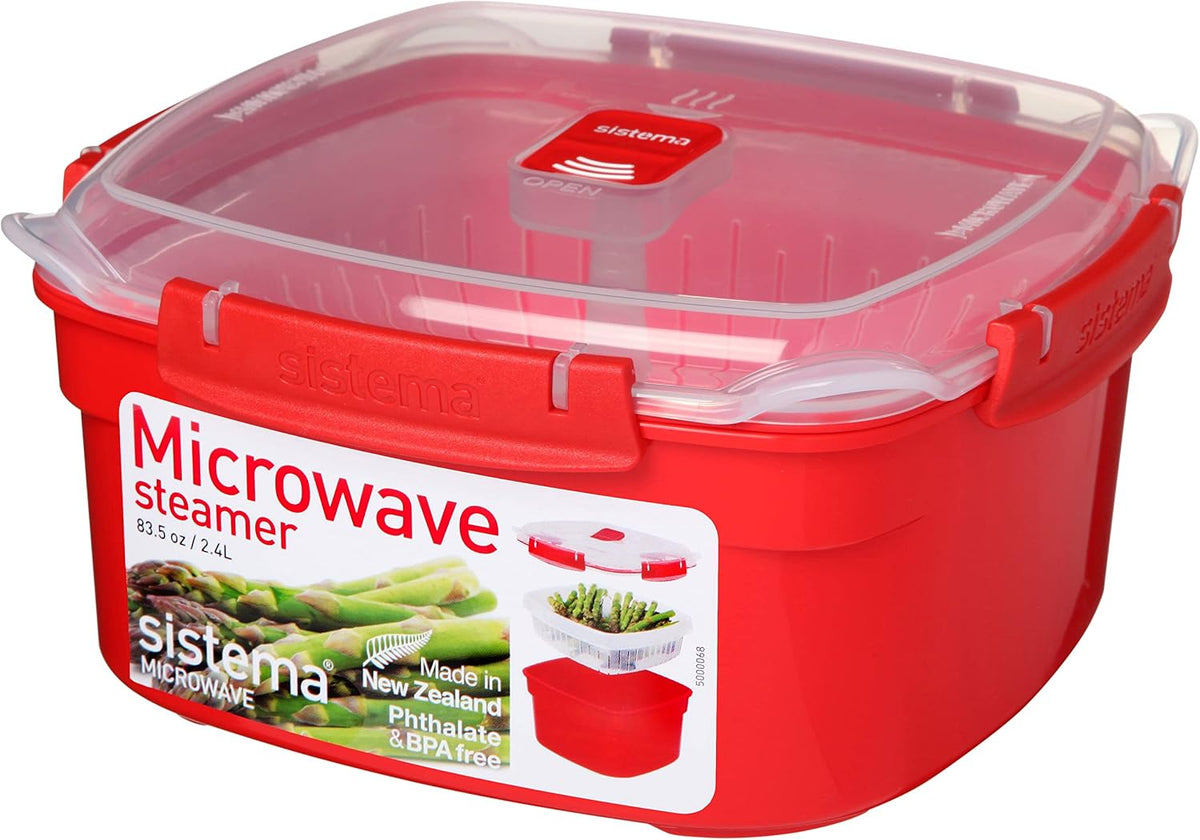 Sistema Microwave Collection Steamer, Medium, 83.5 oz./2.4 L, Red