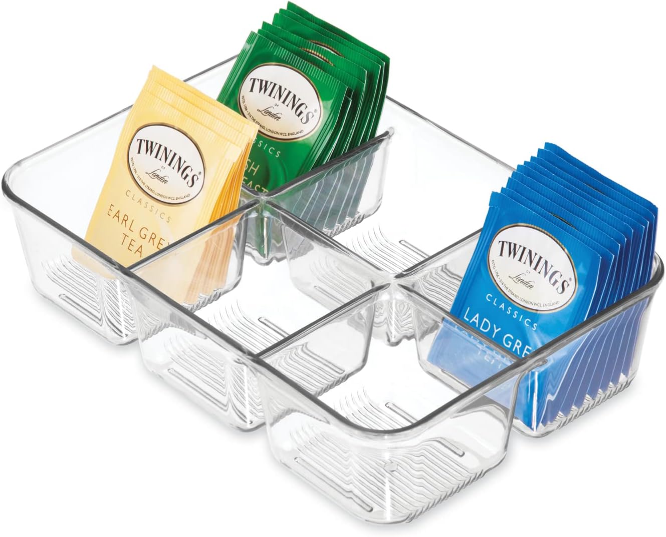 iDesign Clear Tea Bag & Sugar Packet Organizer | For Drawer, Cabinet, Kitchen Countertop