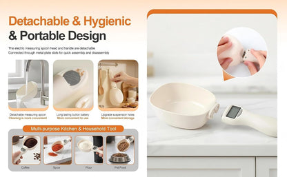 New Digital Measuring Spoon, Electronic Measuring Spoon 800g/0.1g High Precision with Screen, Smart Adjustable Measure Cup with LCD Screen for Home Cooks Bakers Pet Owners