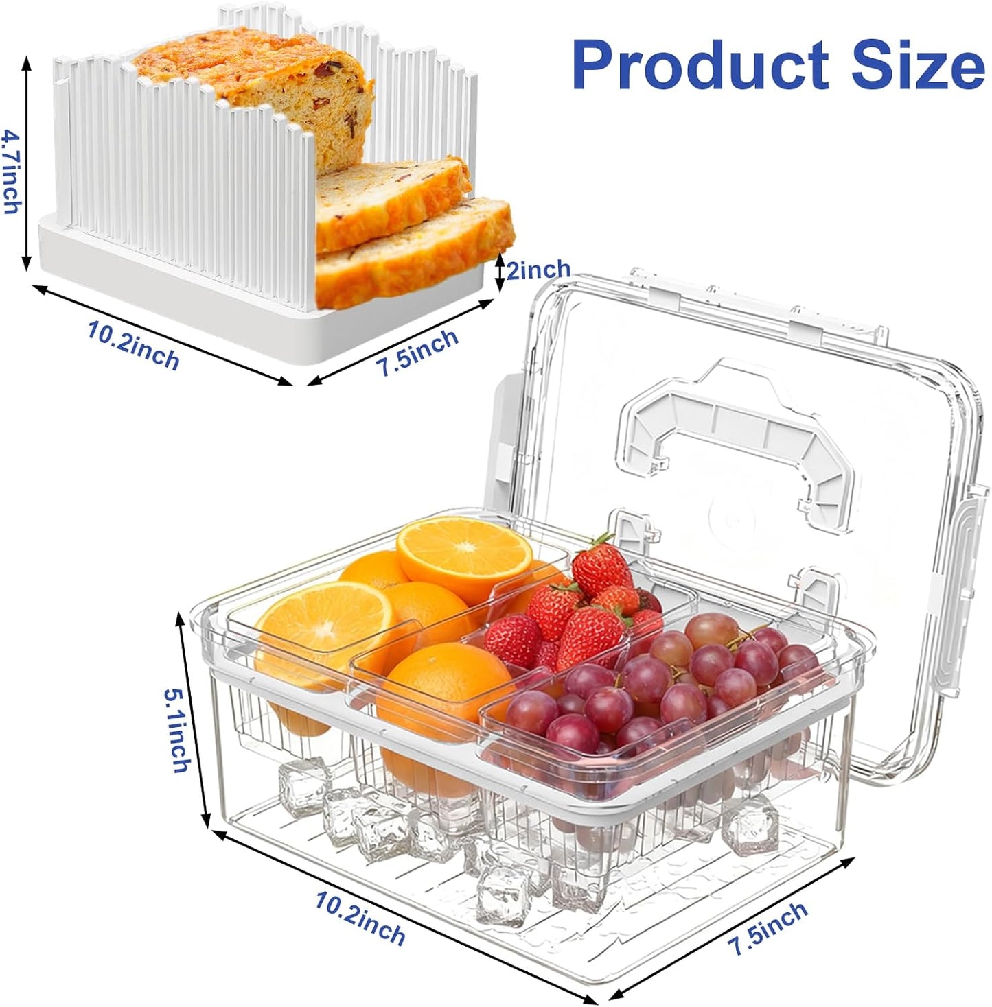 Sorgion Ice Chilled Condiment Caddy with Portable Handle, 5 Compartment Serving Tray with Built-in Bread Slicer and Ice Chamber, Clear Garnish Tray for Bar, Taco Party, BBQ, Picnic & Fruit Pink