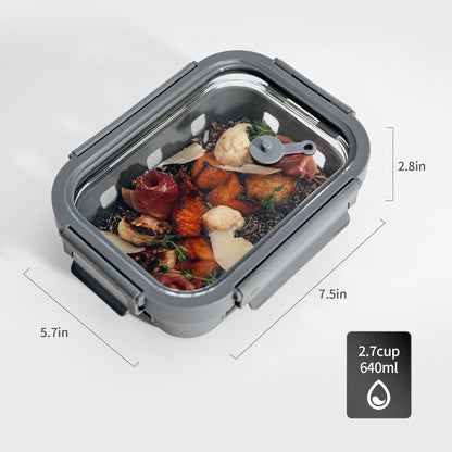 GENICOOK Glass Food Storage Containers With Glass Lids Bento Box Set Lunch Box Eco Friendly Meal Prep Containers Airtight – Plastic Free, Silicon Sleeve Bpa Free 4.4cup/ 5 * 1050ml