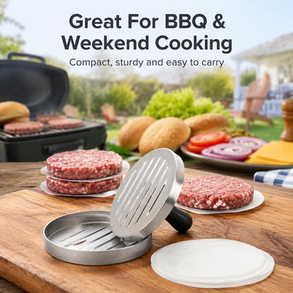 Burger Press 200 Patty Papers Set, 4.7'' Non-Stick Hamburger Maker for BBQ