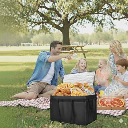 Insulated Food Delivery Bag, XXXL Insulated Reusable Grocery Cooler/Hot Bags, Tote Bag for Shopping/Travel/Doordash, Catering Bag Doordash 22x14x13, Black, 1-Pack