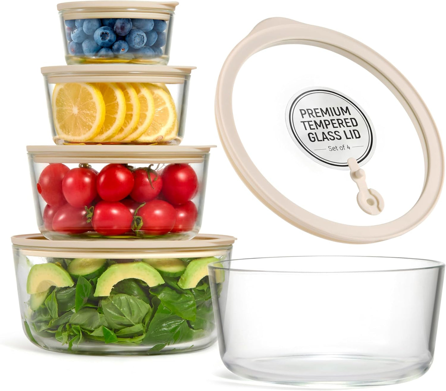 Glass Storage Container Set, Borosilicate Glass, Tempered Glass Lids, Baking Pan, Airtight with Vents, Microwave, Oven & Dishwasher Safe, (Rectangular - Set Of 3)