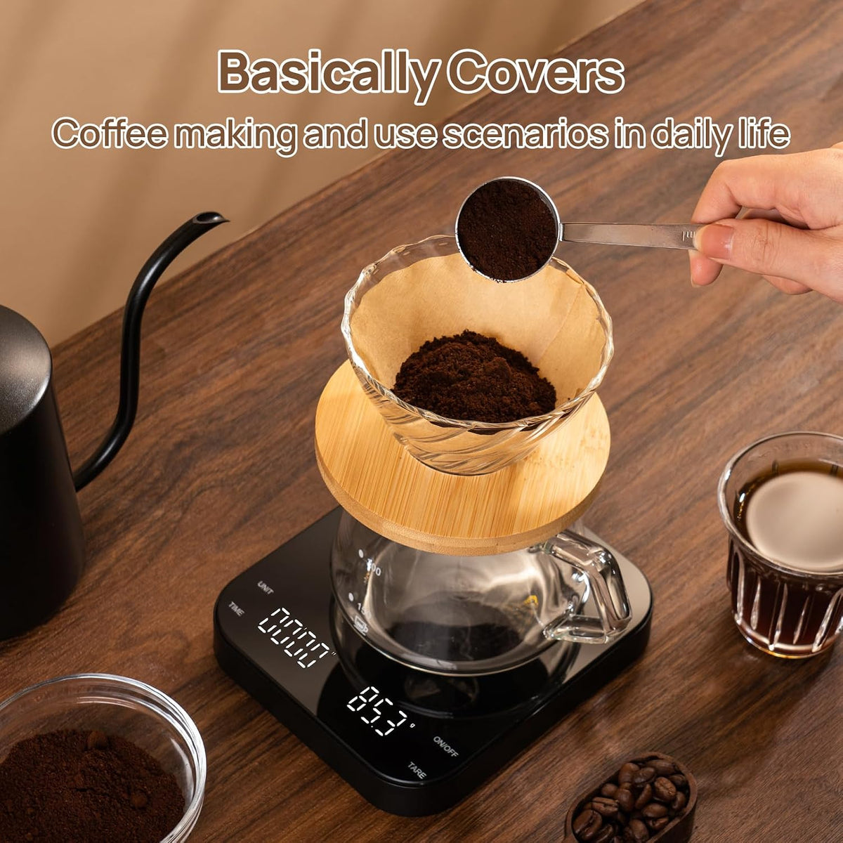 Meilen Mini Espresso Coffee Scale with Timer 0.1g Precise 2kg 4.4lb