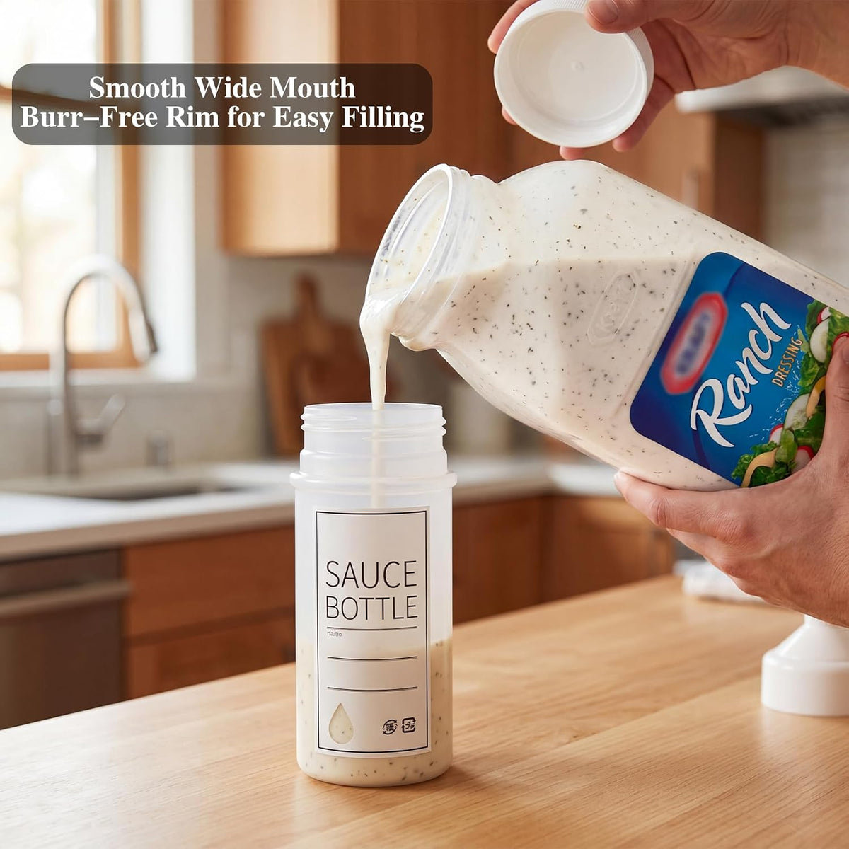 Dressing Container Compatible with Ranch, 2 Pack Shaker Mixer Bottles