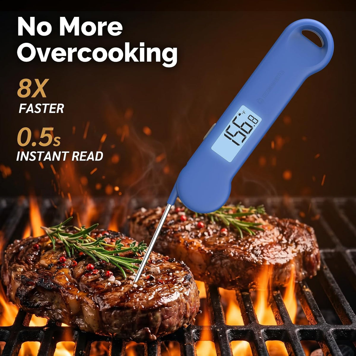 0.5 Sec Instant Read Meat Thermometer Digital for Outdoor Fryer, Black