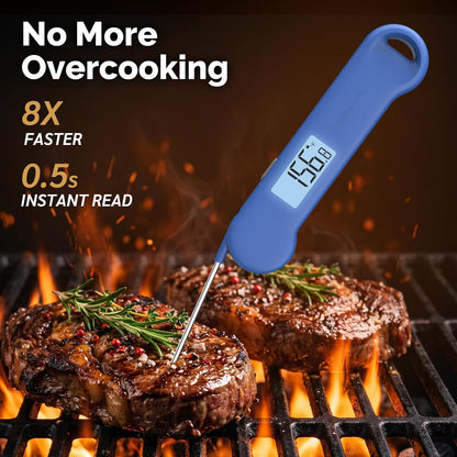 0.5 Sec Instant Read Meat Thermometer Digital for Outdoor Fryer, Black