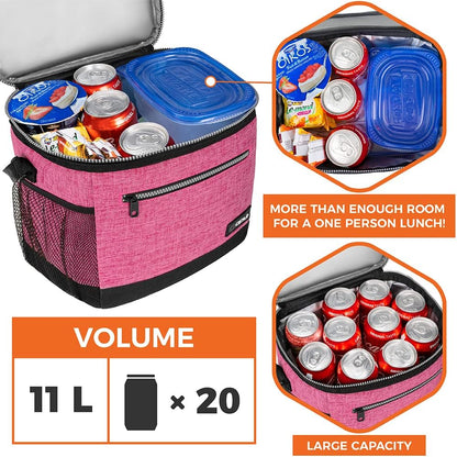 opux Insulated Lunch Box Men Women, Lunch Bag for Work School, Leakproof Soft Cooler Tote Adult, Large Lunch Pail Kids Boys Girls, Picnic Beach Food Bag with Shoulder Strap, Purple Floral