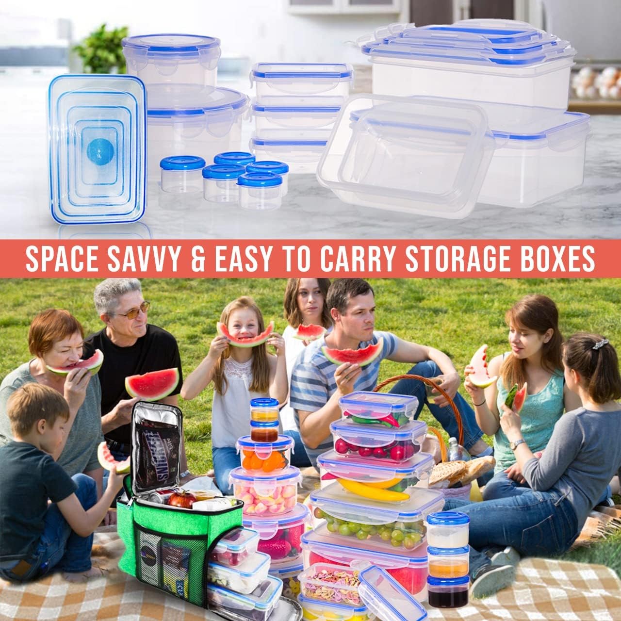 70 Pcs Large Food Storage Containers with Lids Airtight-2500ML to Small Box,Total 22812 ML Stackable Kitchen Bowls Set(35 Containers,35 Lids)-BPA Free Leak proof Plastic Boxes-Microwave safe