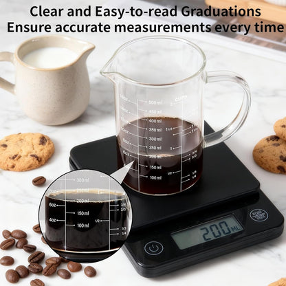 77L 3 Pack Glass Measuring Cup Set (1 1/4, 2 & 4 Cup) [Insulated handle, V-Shaped Spout], High Borosilicate Liquid Glass Measure Cup for Kitchen, Easy To Read, Dishwasher, Freezer, and Microwave Safe