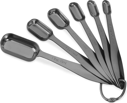 13-piece Measuring Cups and Spoons Set, 18/8 Stainless Steel Heavy Duty Ergonomic Handle with Ring Connector, Silver