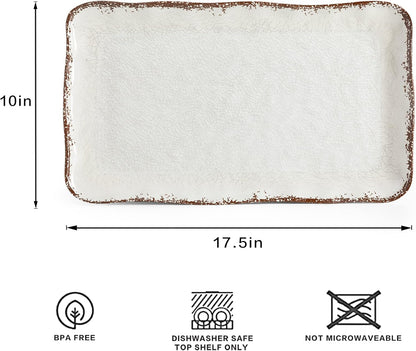 LEHAHA Grilling Prep and Serve Trays, BBQ Serving Platter, Melamine Serving Trays for Food, Set of 2, Great Gift for Father's Day, BBQ Lovers, Prefect for Chrismas Festival and Everyday use.