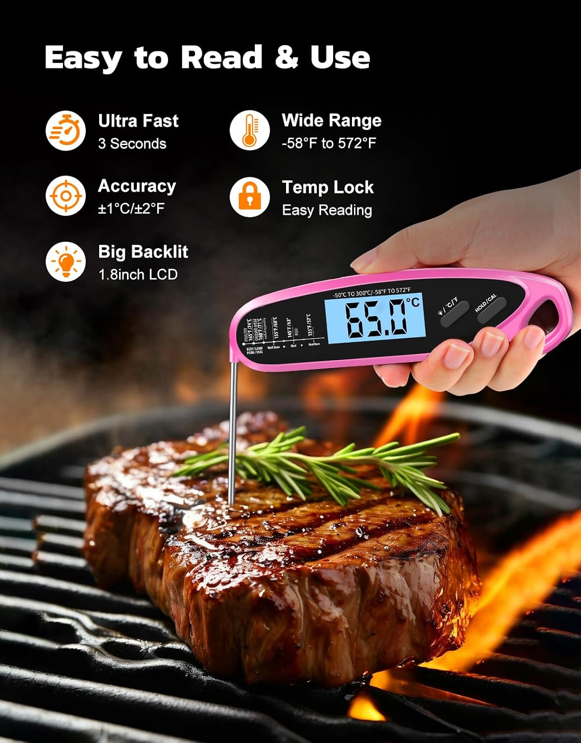 Instant Read Meat Thermometer Digital for Cooking with Dual Probe